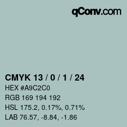 Color code: CMYK 13 / 0 / 1 / 24 | qconv.com