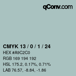 カラーコード: CMYK 13 / 0 / 1 / 24 | qconv.com
