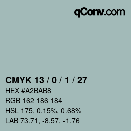 カラーコード: CMYK 13 / 0 / 1 / 27 | qconv.com