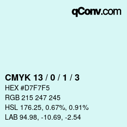カラーコード: CMYK 13 / 0 / 1 / 3 | qconv.com