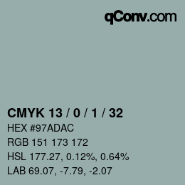 Color code: CMYK 13 / 0 / 1 / 32 | qconv.com