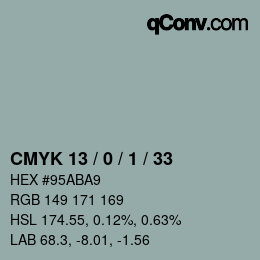 Color code: CMYK 13 / 0 / 1 / 33 | qconv.com