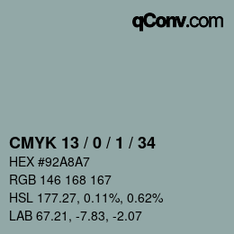 Color code: CMYK 13 / 0 / 1 / 34 | qconv.com