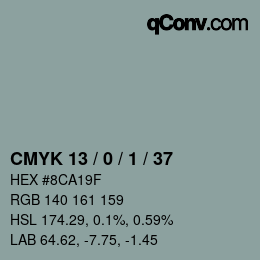 Color code: CMYK 13 / 0 / 1 / 37 | qconv.com