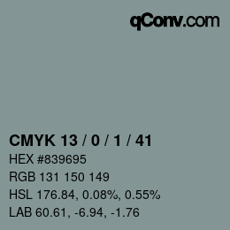 Color code: CMYK 13 / 0 / 1 / 41 | qconv.com