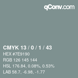 颜色代码: CMYK 13 / 0 / 1 / 43 | qconv.com