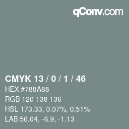カラーコード: CMYK 13 / 0 / 1 / 46 | qconv.com