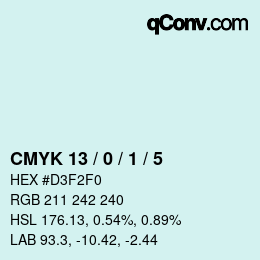 カラーコード: CMYK 13 / 0 / 1 / 5 | qconv.com