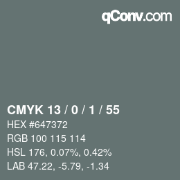 颜色代码: CMYK 13 / 0 / 1 / 55 | qconv.com