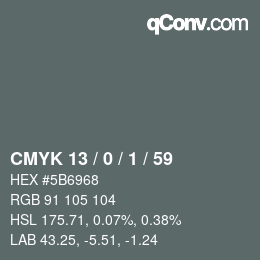 Color code: CMYK 13 / 0 / 1 / 59 | qconv.com