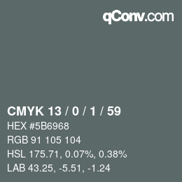 カラーコード: CMYK 13 / 0 / 1 / 59 | qconv.com