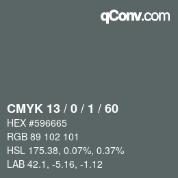 カラーコード: CMYK 13 / 0 / 1 / 60 | qconv.com