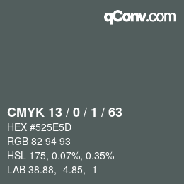 カラーコード: CMYK 13 / 0 / 1 / 63 | qconv.com