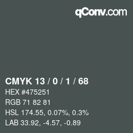 颜色代码: CMYK 13 / 0 / 1 / 68 | qconv.com