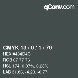 Color code: CMYK 13 / 0 / 1 / 70 | qconv.com