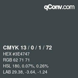 カラーコード: CMYK 13 / 0 / 1 / 72 | qconv.com