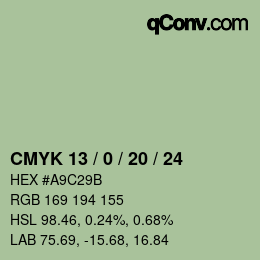 Color code: CMYK 13 / 0 / 20 / 24 | qconv.com