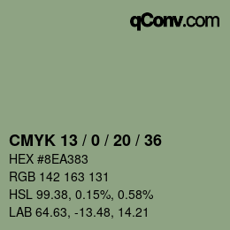 Color code: CMYK 13 / 0 / 20 / 36 | qconv.com