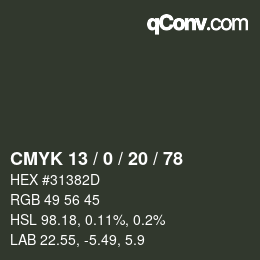 Color code: CMYK 13 / 0 / 20 / 78 | qconv.com