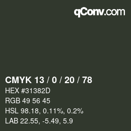 Color code: CMYK 13 / 0 / 20 / 78 | qconv.com