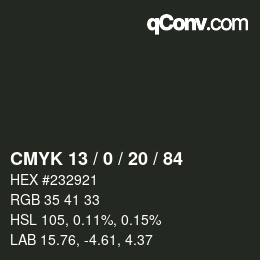 Código de color: CMYK 13 / 0 / 20 / 84 | qconv.com