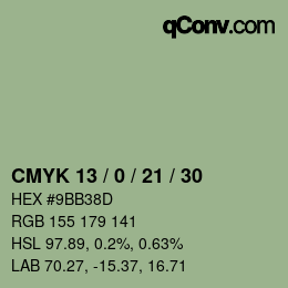 Farbcode: CMYK 13 / 0 / 21 / 30 | qconv.com