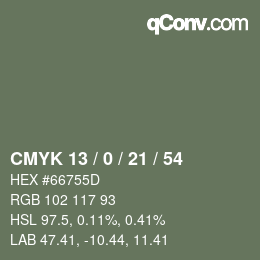 Farbcode: CMYK 13 / 0 / 21 / 54 | qconv.com