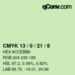 Color code: CMYK 13 / 0 / 21 / 8 | qconv.com