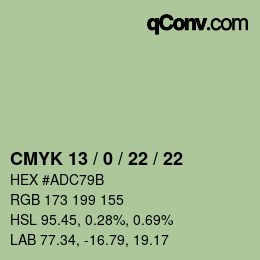 Color code: CMYK 13 / 0 / 22 / 22 | qconv.com