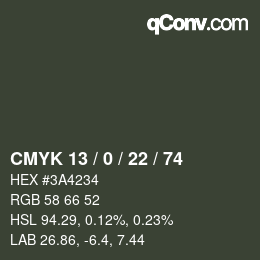 Color code: CMYK 13 / 0 / 22 / 74 | qconv.com