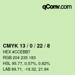 Color code: CMYK 13 / 0 / 22 / 8 | qconv.com