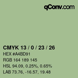 Color code: CMYK 13 / 0 / 23 / 26 | qconv.com