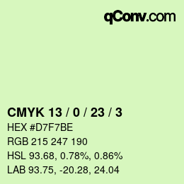 颜色代码: CMYK 13 / 0 / 23 / 3 | qconv.com