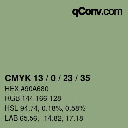 Color code: CMYK 13 / 0 / 23 / 35 | qconv.com