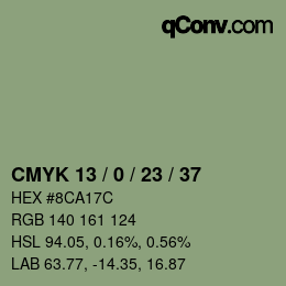 Color code: CMYK 13 / 0 / 23 / 37 | qconv.com