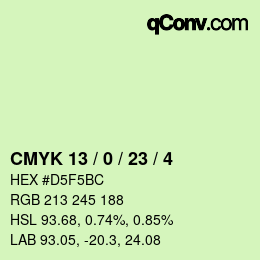 カラーコード: CMYK 13 / 0 / 23 / 4 | qconv.com