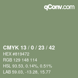 Color code: CMYK 13 / 0 / 23 / 42 | qconv.com