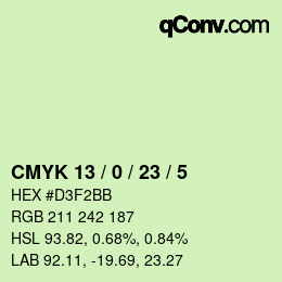 颜色代码: CMYK 13 / 0 / 23 / 5 | qconv.com