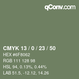 Color code: CMYK 13 / 0 / 23 / 50 | qconv.com