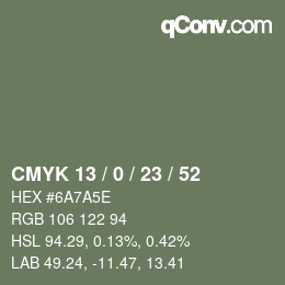 Color code: CMYK 13 / 0 / 23 / 52 | qconv.com