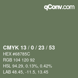 Color code: CMYK 13 / 0 / 23 / 53 | qconv.com