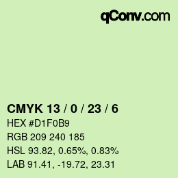 カラーコード: CMYK 13 / 0 / 23 / 6 | qconv.com