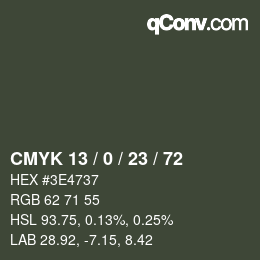 Color code: CMYK 13 / 0 / 23 / 72 | qconv.com