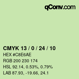 カラーコード: CMYK 13 / 0 / 24 / 10 | qconv.com