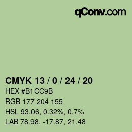 カラーコード: CMYK 13 / 0 / 24 / 20 | qconv.com