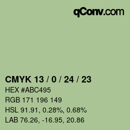 カラーコード: CMYK 13 / 0 / 24 / 23 | qconv.com