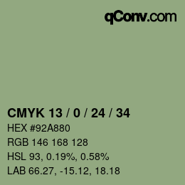 Color code: CMYK 13 / 0 / 24 / 34 | qconv.com