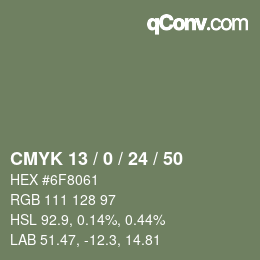 Color code: CMYK 13 / 0 / 24 / 50 | qconv.com