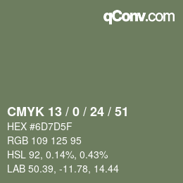 カラーコード: CMYK 13 / 0 / 24 / 51 | qconv.com