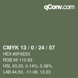 颜色代码: CMYK 13 / 0 / 24 / 57 | qconv.com